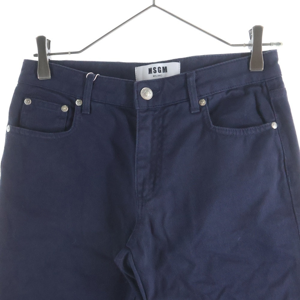 MSGM(エムエスジーエム) STRAIGHT DENIM PANTS 2541MDP49L ロゴ刺繍ストレートデニムパンツ ネイビー レディース
