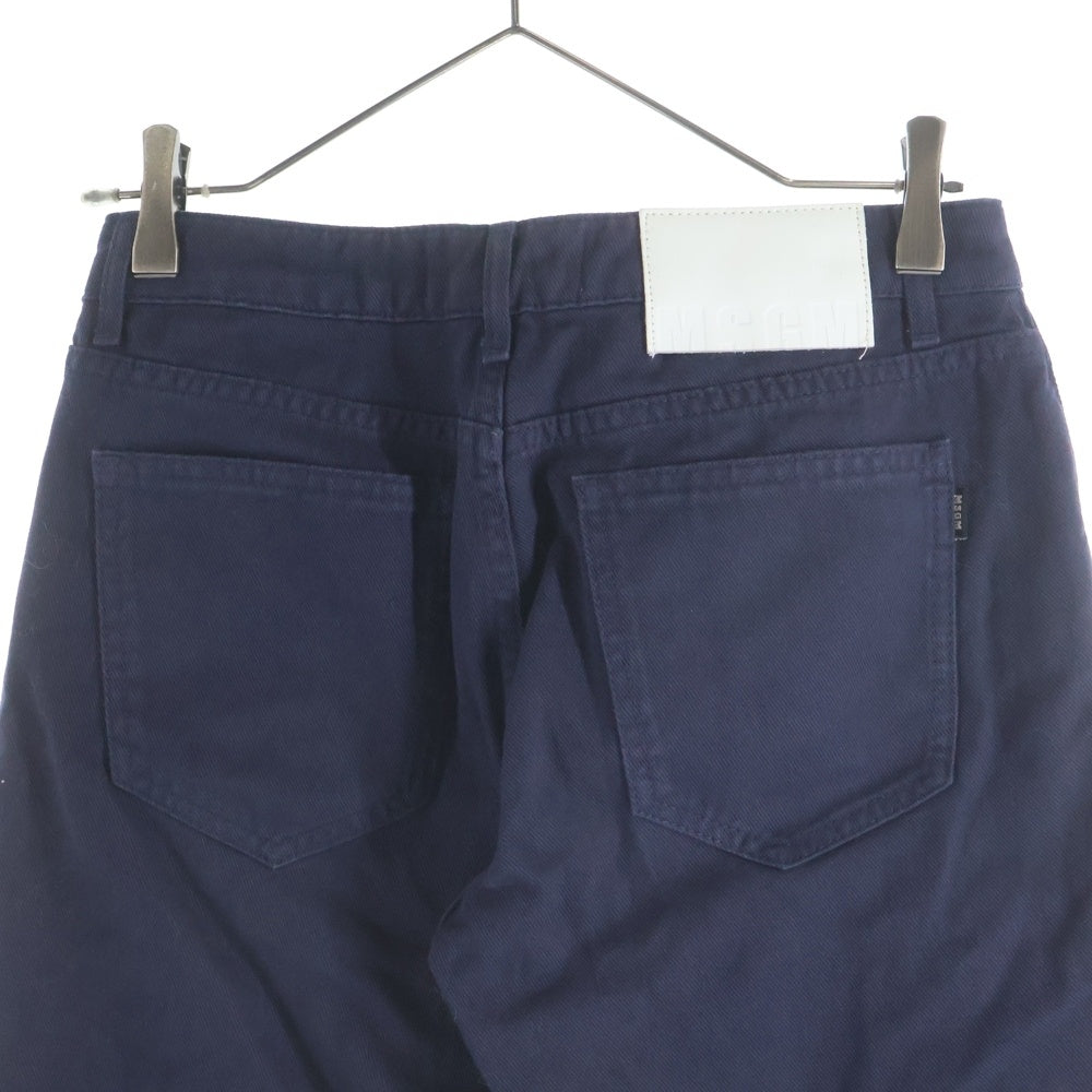 MSGM(エムエスジーエム) STRAIGHT DENIM PANTS 2541MDP49L ロゴ刺繍ストレートデニムパンツ ネイビー レディース