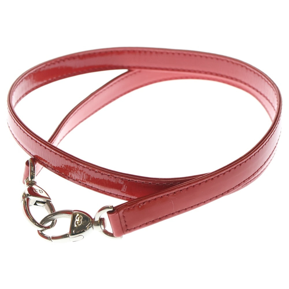 Christian Dior(クリスチャンディオール) LADY DIOR VRB44551 レディディオール ラージ エナメルハンドバッグ 2WAY ショルダーバッグ レッド