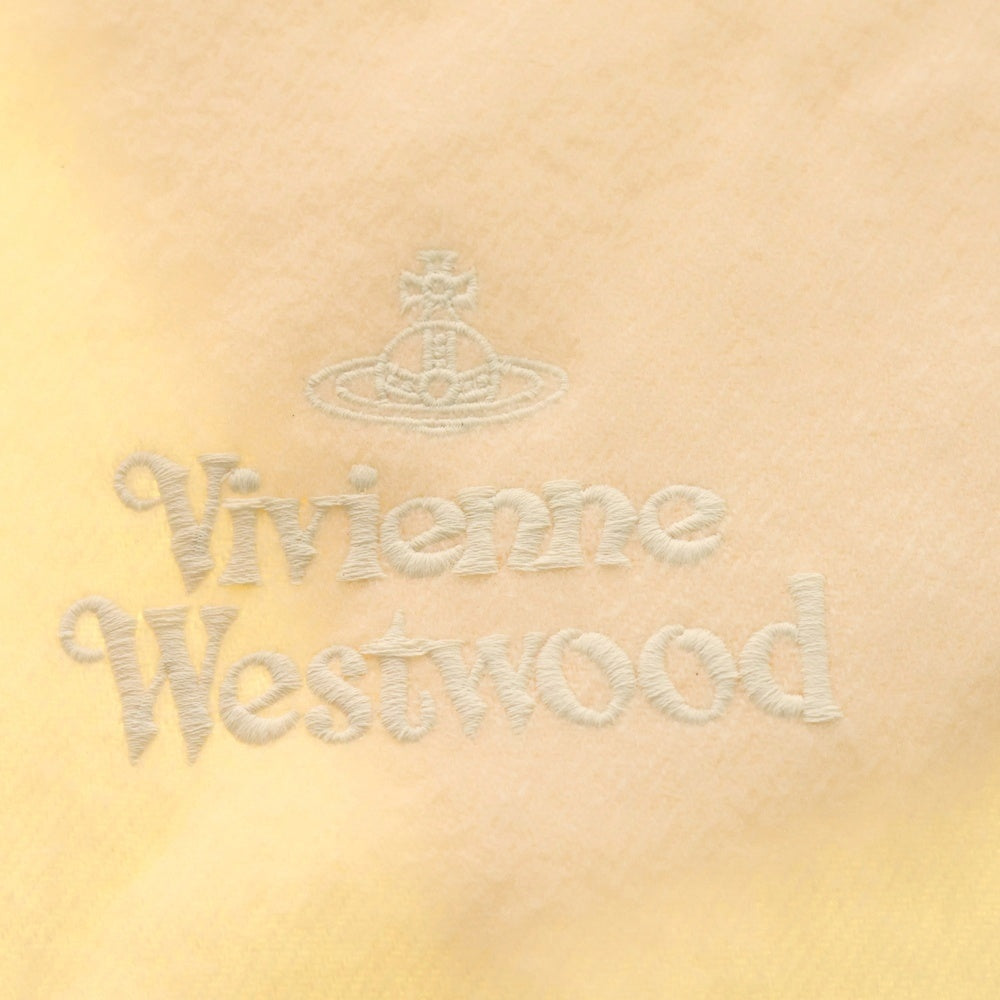 Vivienne Westwood(ヴィヴィアンウエストウッド) オーブロゴ刺繍ウールマフラー アイボリー