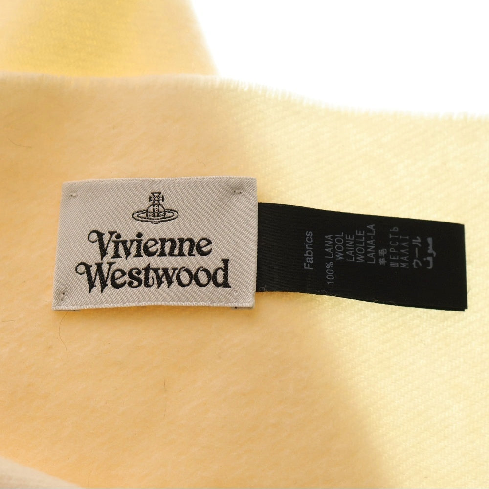 Vivienne Westwood(ヴィヴィアンウエストウッド) オーブロゴ刺繍ウールマフラー アイボリー