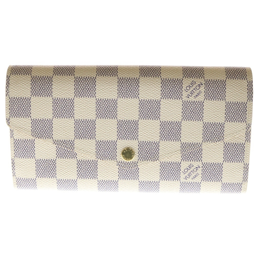 LOUIS VUITTON(ルイヴィトン) ダミエアズール ポルトフォイユ サラ ダミエアズールキャンバス ウォレット 長財布 ホワイト N63208 ※イニシャル入り