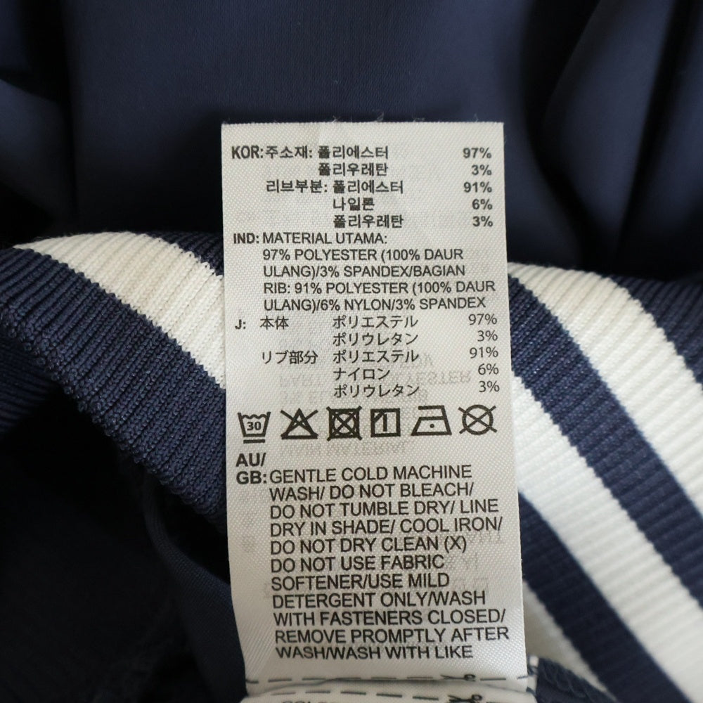 adidas(アディダス) フロントワンポイントロゴ刺繍 ワイドレッグトラックパンツ ネイビー レディース JC7758
