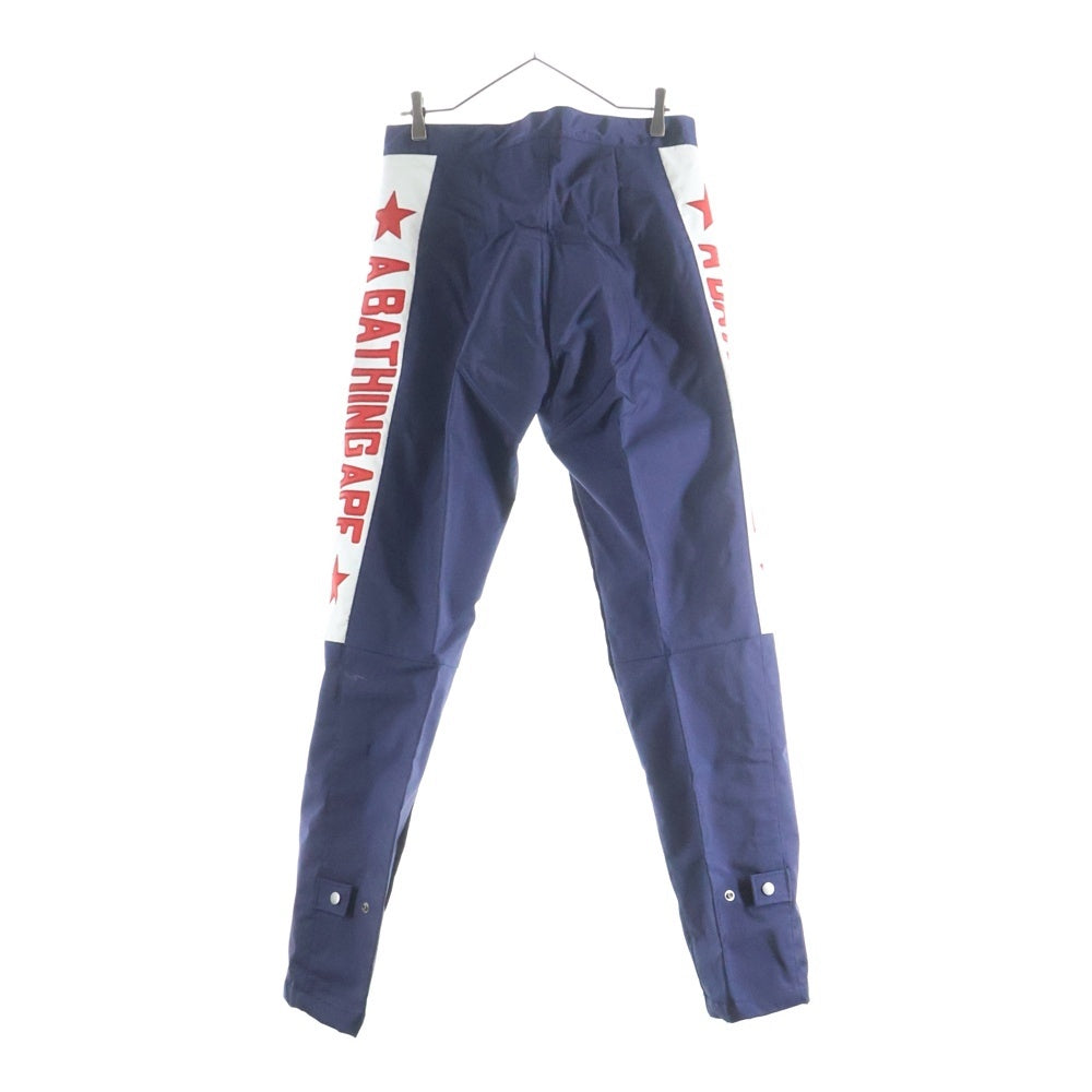 A BATHING APE(アベイシングエイプ) ナイロンサイクリングパンツ サイドロゴ刺繍 ネイビー