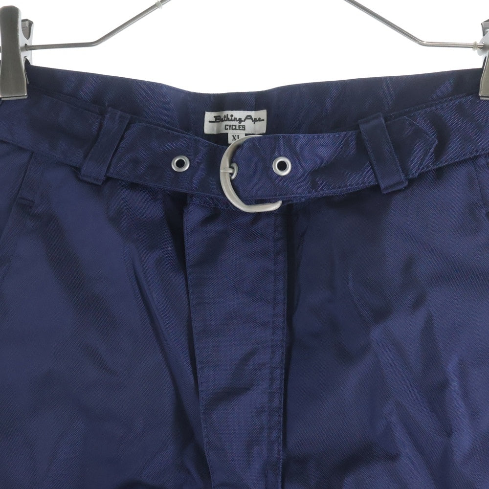 A BATHING APE(アベイシングエイプ) ナイロンサイクリングパンツ サイドロゴ刺繍 ネイビー