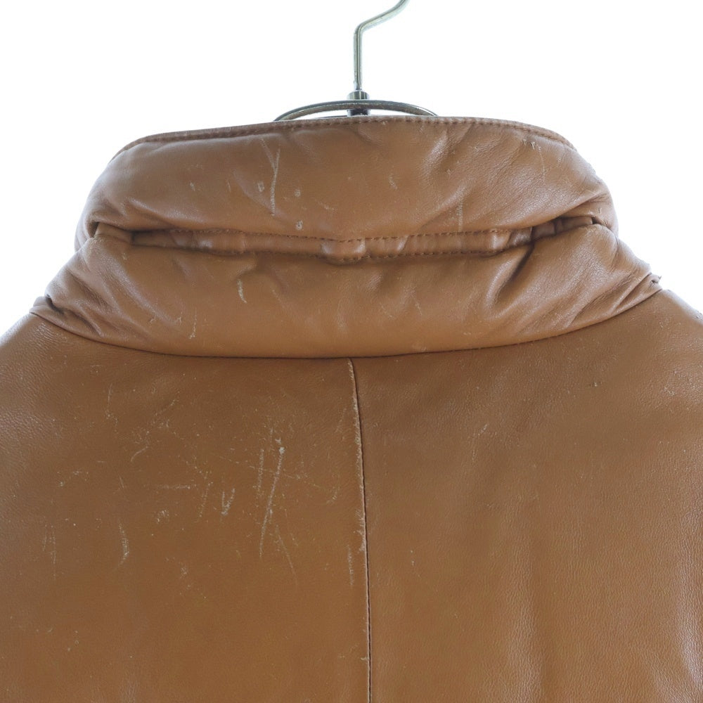 A BATHING APE(アベイシングエイプ) 2004 ×PEEL SLOWLY AND SEE LEATHER CLASSIC DOWN JACKET ピールスローリーアンドシー シープスキン ダブルジップ レザーダウンジャケット ブラウン