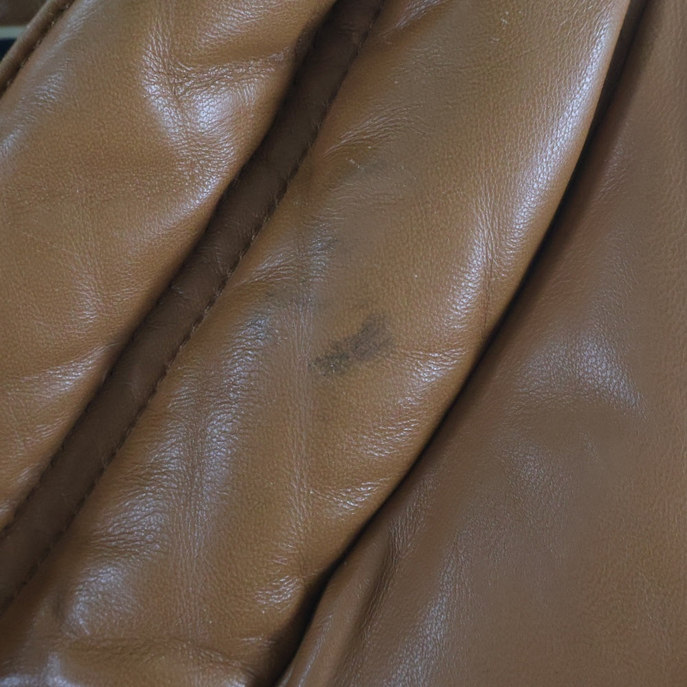 A BATHING APE(アベイシングエイプ) 2004 ×PEEL SLOWLY AND SEE LEATHER CLASSIC DOWN JACKET ピールスローリーアンドシー シープスキン ダブルジップ レザーダウンジャケット ブラウン