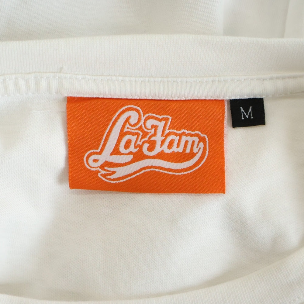 La FAM(ラファム) WE START AND END MITH THE FAM PRINT T-SHIRT フロントロゴプリント クルーネック半袖Tシャツカットソー ホワイト