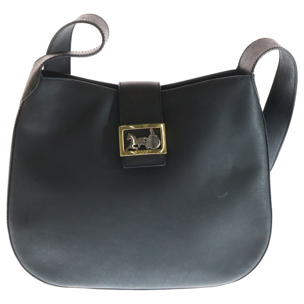 CELINE(セリーヌ) オールド 馬車金具 ゴールドバックル ショルダーバッグ ブラック レディース