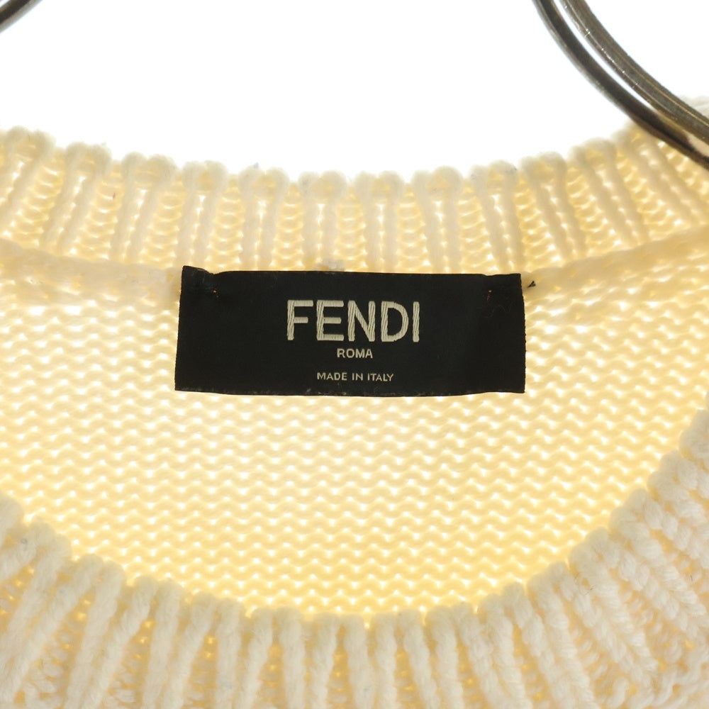 FENDI(フェンディ) ロントロゴエンブロイダリー クルーネックニットセーター ホワイト FZZ2387 A3M3