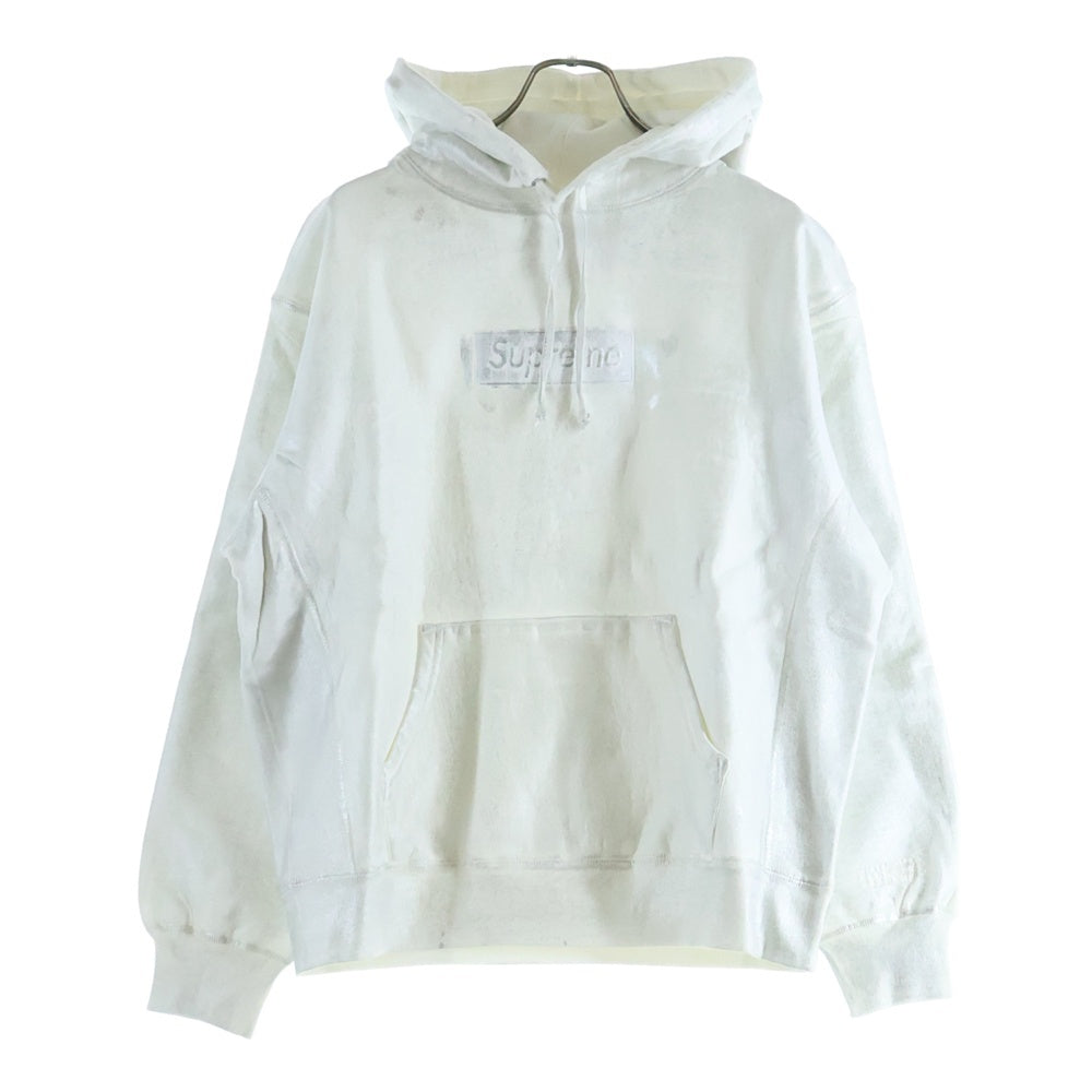 SUPREME(シュプリーム) 24SS ×MM6 Maison Margiela Foil Box Logo Hooded Sweatshirt エムエムシックスメゾンマルジェラ ボックスロゴ スウェット プルオーバーパーカー ホワイト