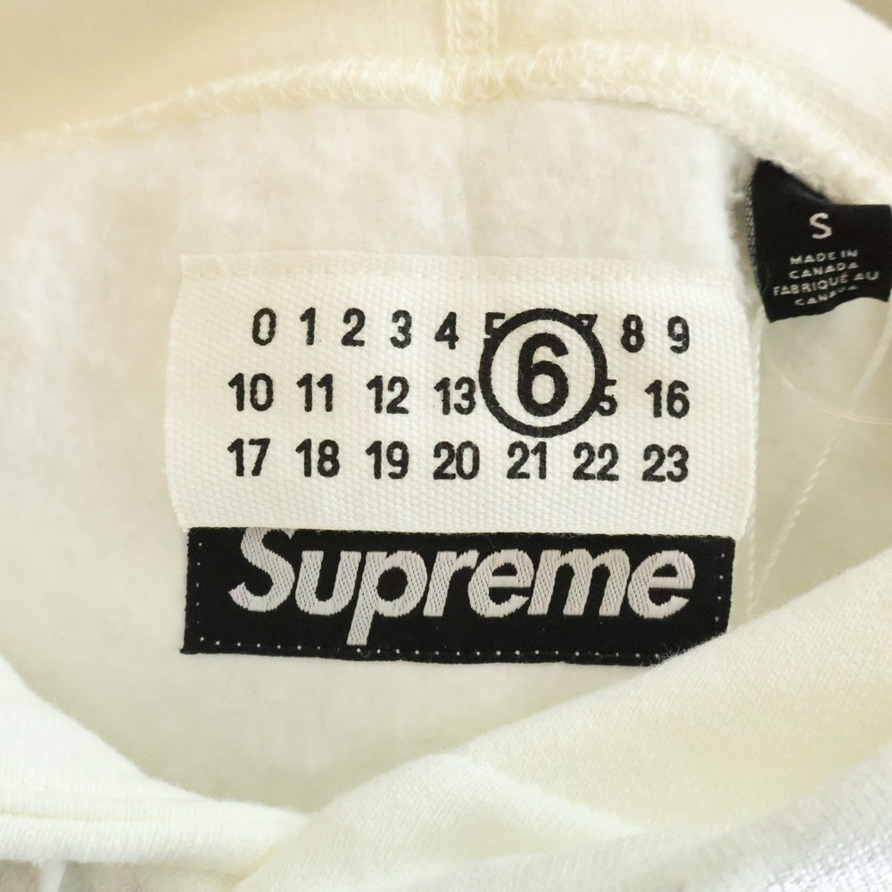 SUPREME(シュプリーム) 24SS ×MM6 Maison Margiela Foil Box Logo Hooded Sweatshirt エムエムシックスメゾンマルジェラ ボックスロゴ スウェット プルオーバーパーカー ホワイト