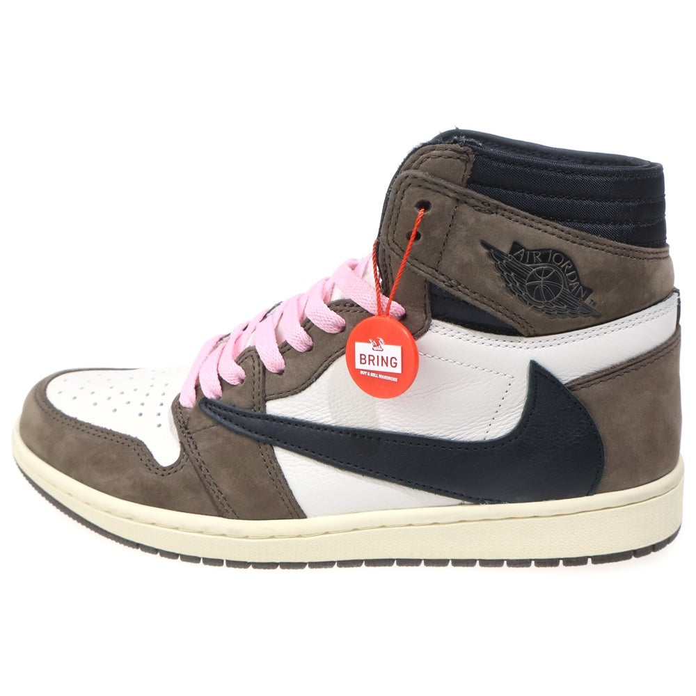 NIKE(ナイキ) ×TRAVIS SCOTT AIR JORDAN 1 RETRO HIGH OG TS SP CD4487-100 トラヴィススコット エアジョーダン1 ハイカットスニーカー ブラウン/ホワイト US10/28cm