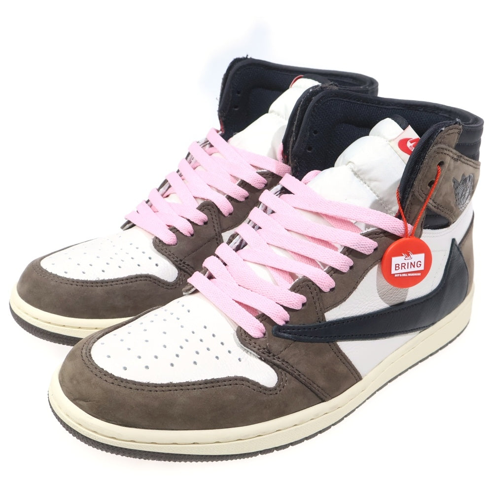 NIKE(ナイキ) ×TRAVIS SCOTT AIR JORDAN 1 RETRO HIGH OG TS SP CD4487-100 トラヴィススコット エアジョーダン1 ハイカットスニーカー ブラウン/ホワイト US10/28cm