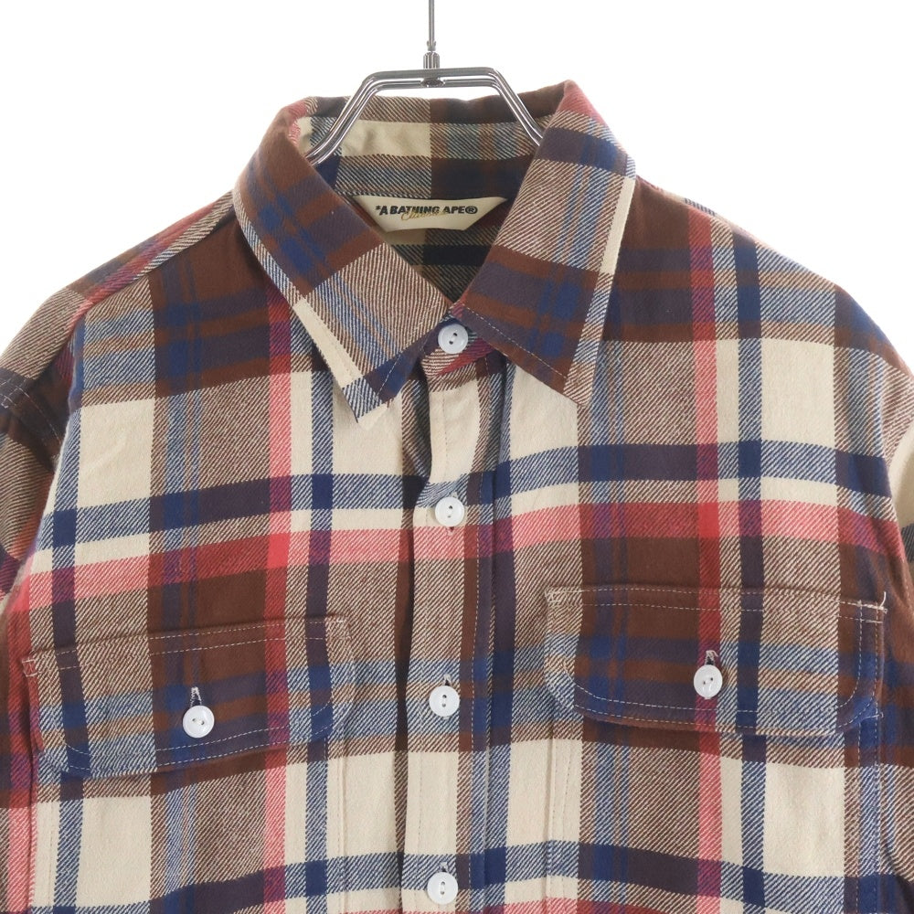A BATHING APE(アベイシングエイプ) ワークシャツ チェック柄 長袖シャツ ブラウン