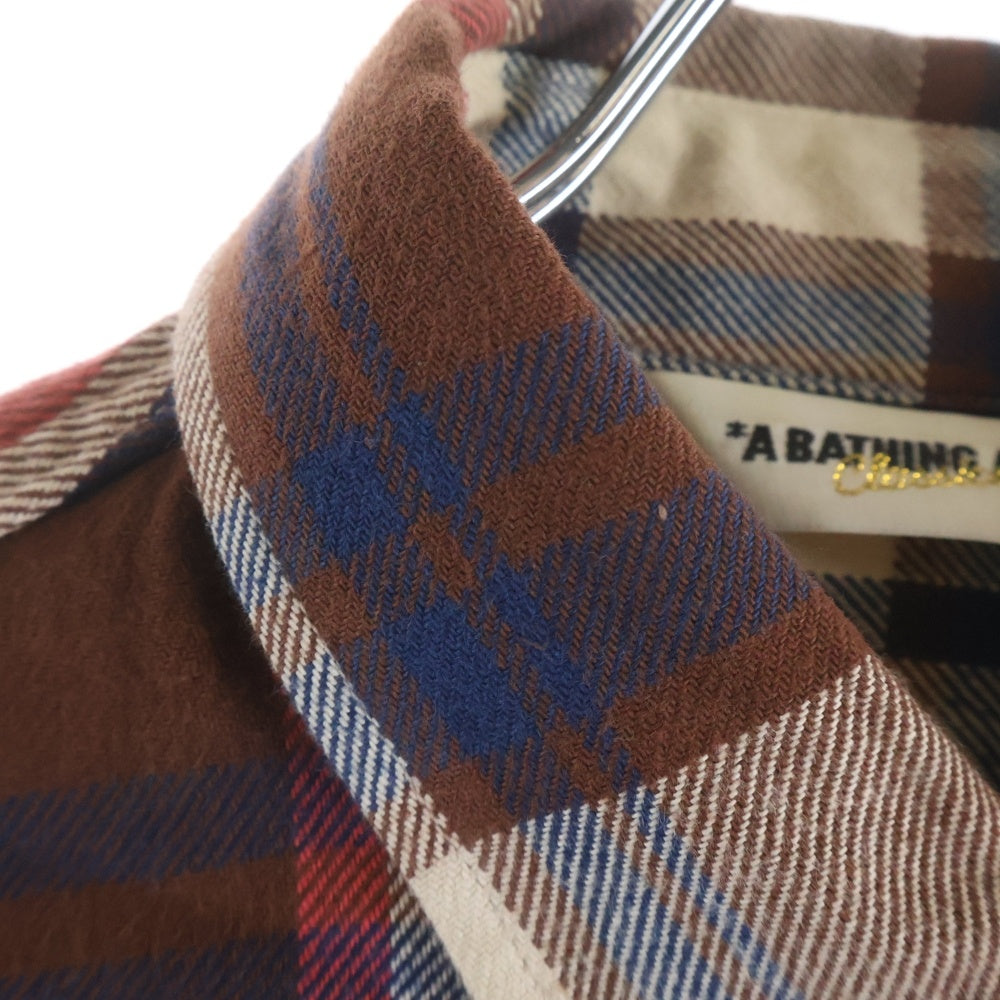 A BATHING APE(アベイシングエイプ) ワークシャツ チェック柄 長袖シャツ ブラウン