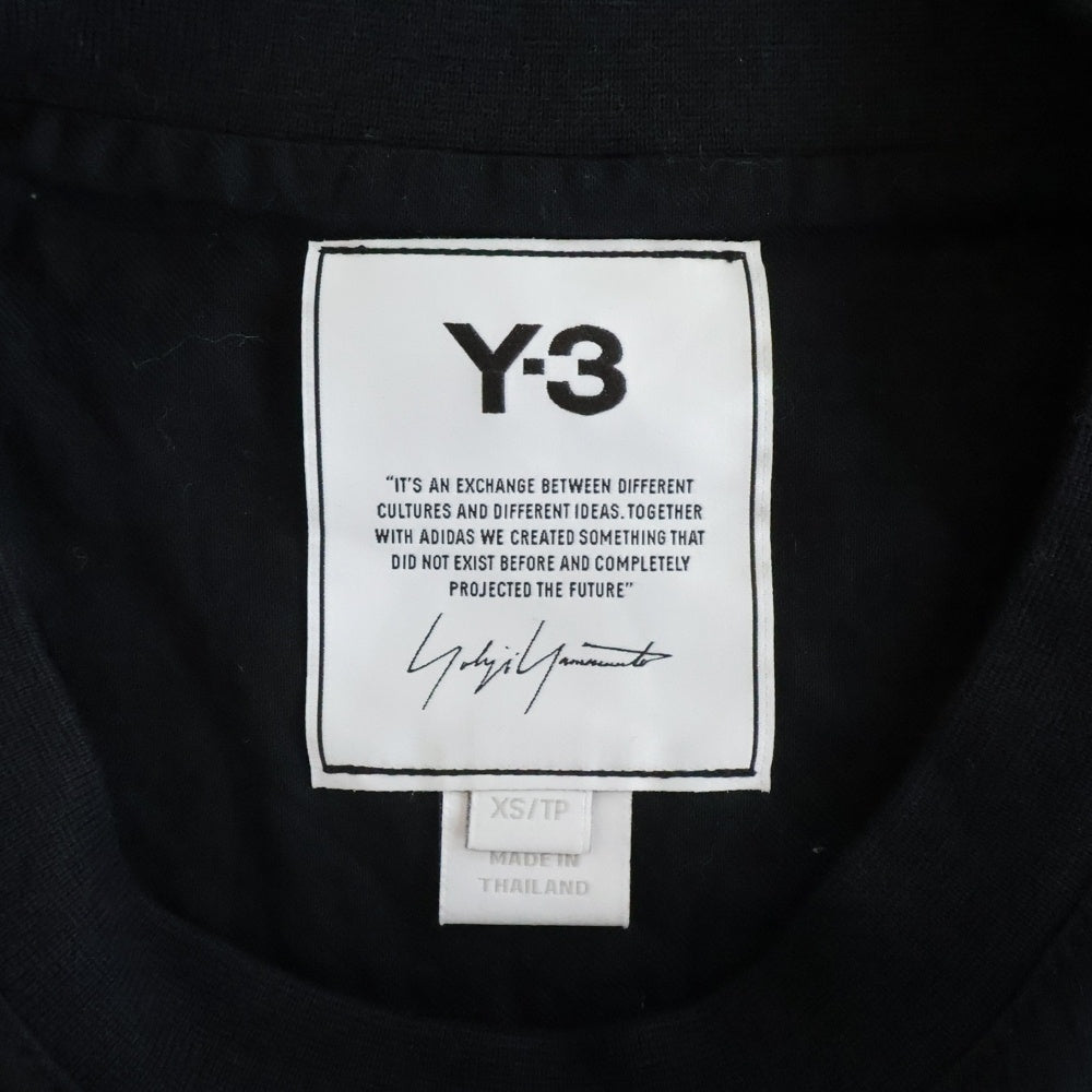 Y-3(ワイスリー) M3 STP S/S Tee バック 3ストライプ ラバーロゴ クルーネック 半袖Tシャツ カットソー ブラック H16334