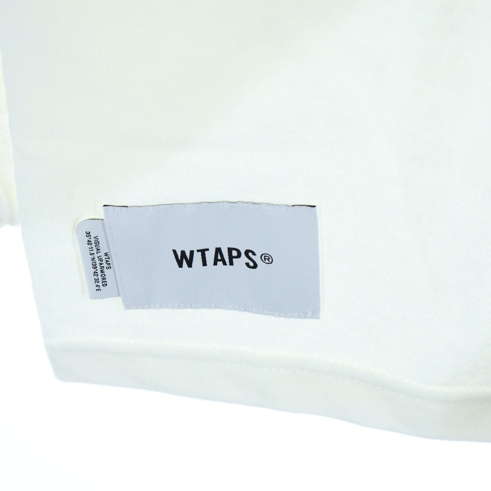 WTAPS(ダブルタップス) 25AW PROTECTED BY L/S COTTON TEE ロゴプリント クルーネック長袖Tシャツカットソー ホワイト 252ATDT-LTM02S
