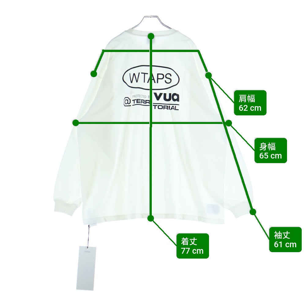WTAPS(ダブルタップス) 25AW PROTECTED BY L/S COTTON TEE ロゴプリント クルーネック長袖Tシャツカットソー ホワイト 252ATDT-LTM02S