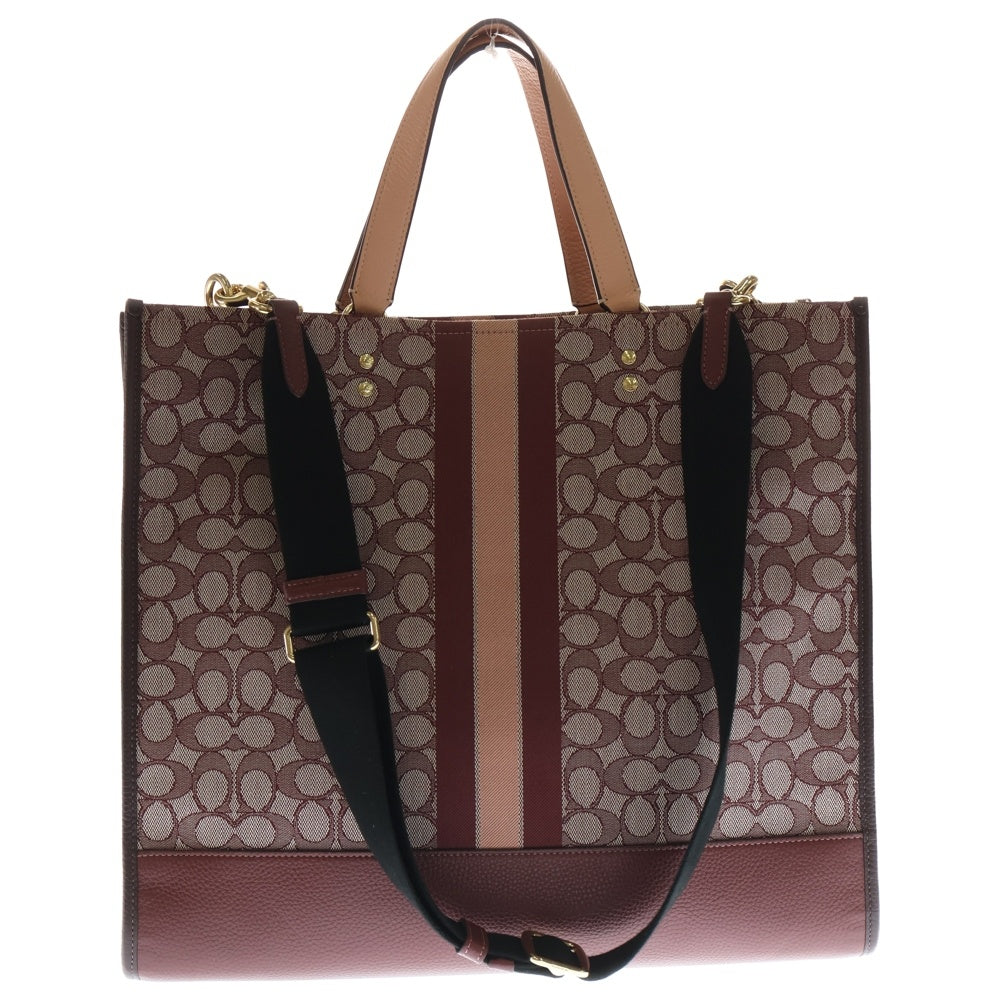 COACH(コーチ) デンプシー トート 40 シグネチャー ジャカード ウィズ ストライプ アンド コーチ パッチ レッド F2266-C8418 レディース