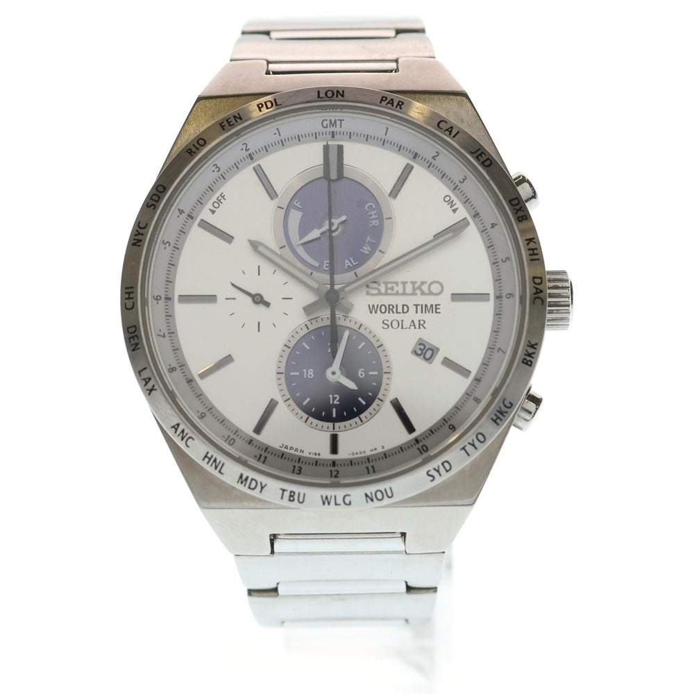 SEIKO(セイコー) スピリット スマート ワールド タイム ソーラー 腕時計 ホワイト/シルバー V195-0AE0