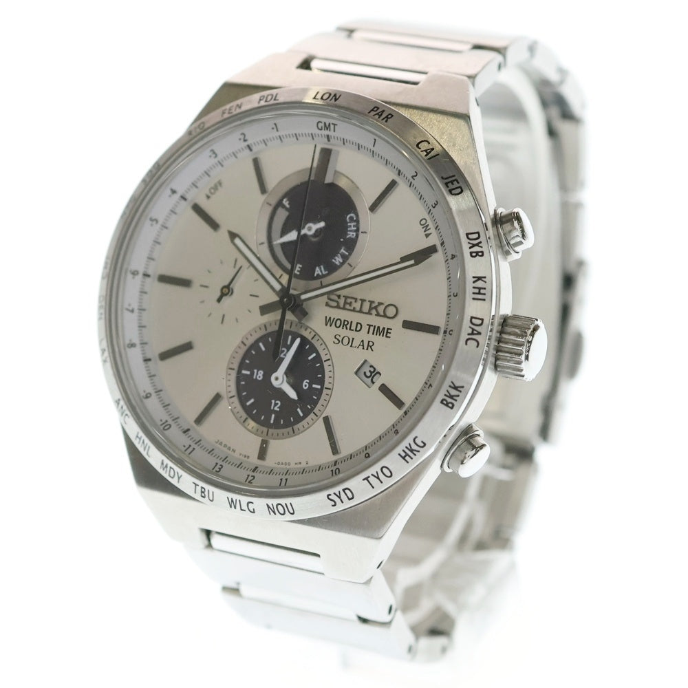 SEIKO(セイコー) スピリット スマート ワールド タイム ソーラー 腕時計 ホワイト/シルバー V195-0AE0
