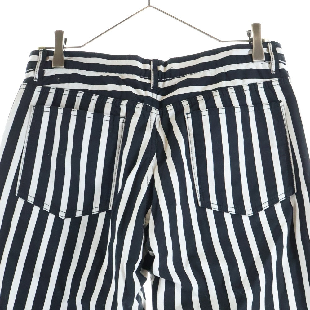 COMME des GARCONS HOMME PLUS(コムデギャルソンオムプリュス) クロップドストライプコットンパンツ ブラック/ホワイト PK-P068