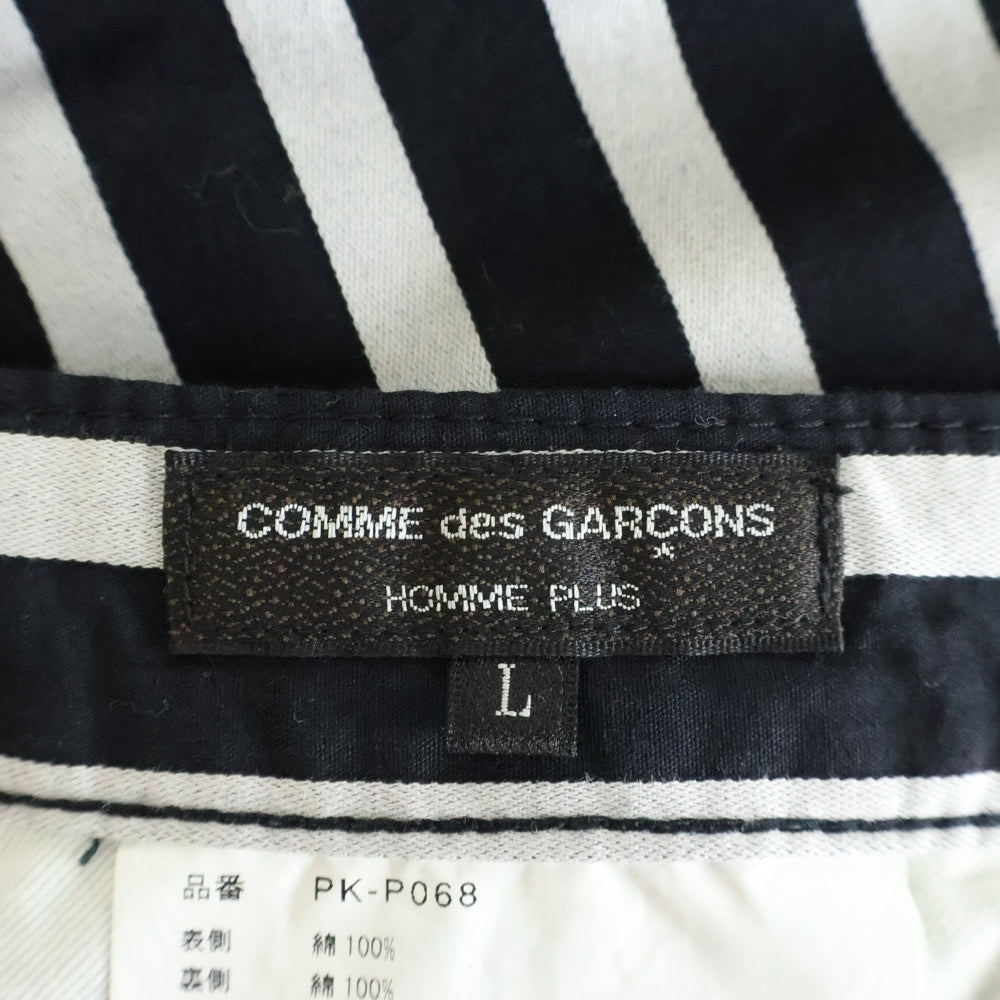 COMME des GARCONS HOMME PLUS(コムデギャルソンオムプリュス) クロップドストライプコットンパンツ ブラック/ホワイト PK-P068