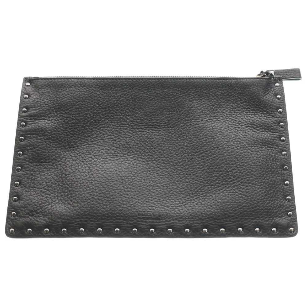 VALENTINO(ヴァレンティノ) ロックスタッズ レザークラッチバッグ ブラック TV-Q565VAP2
