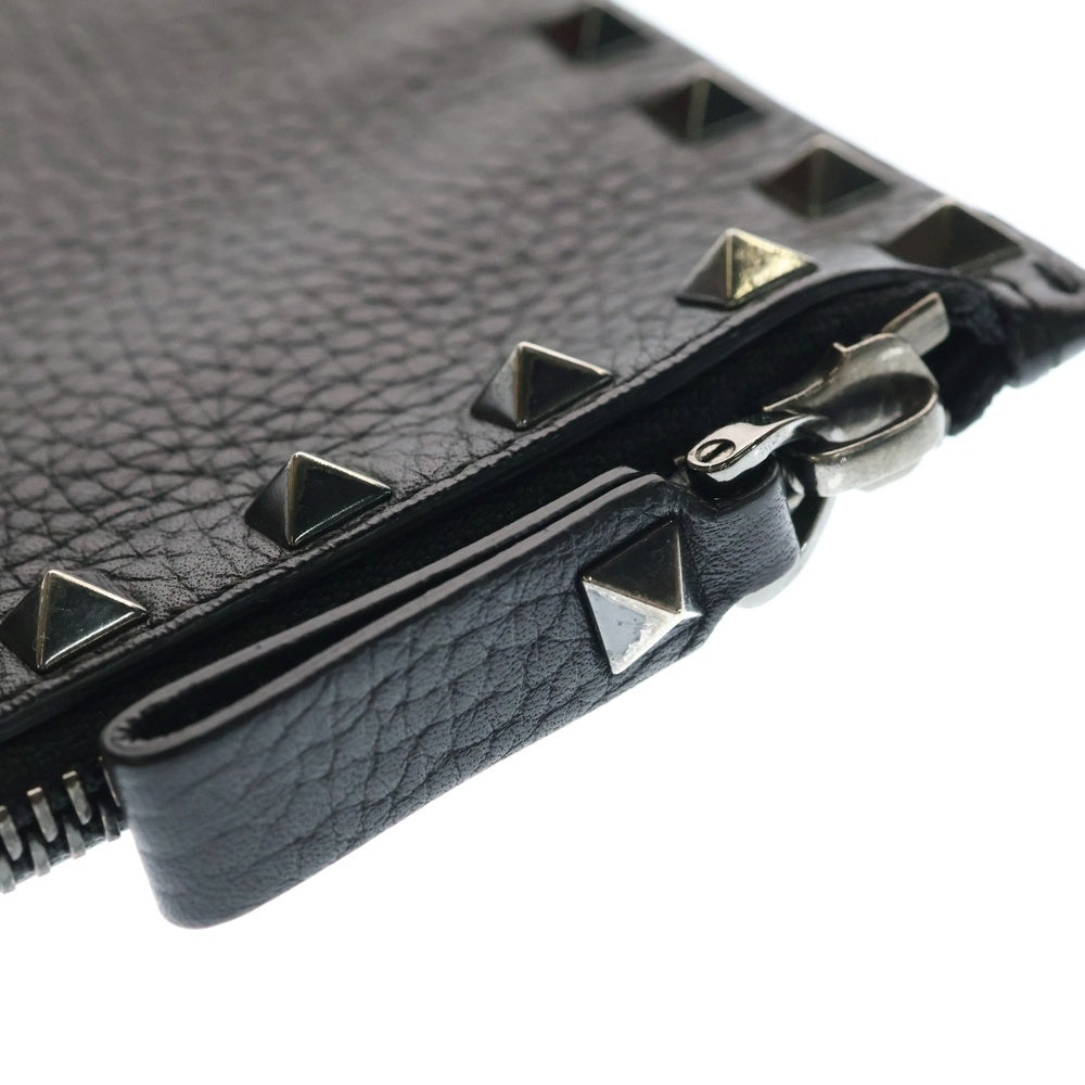 VALENTINO(ヴァレンティノ) ロックスタッズ レザークラッチバッグ ブラック TV-Q565VAP2