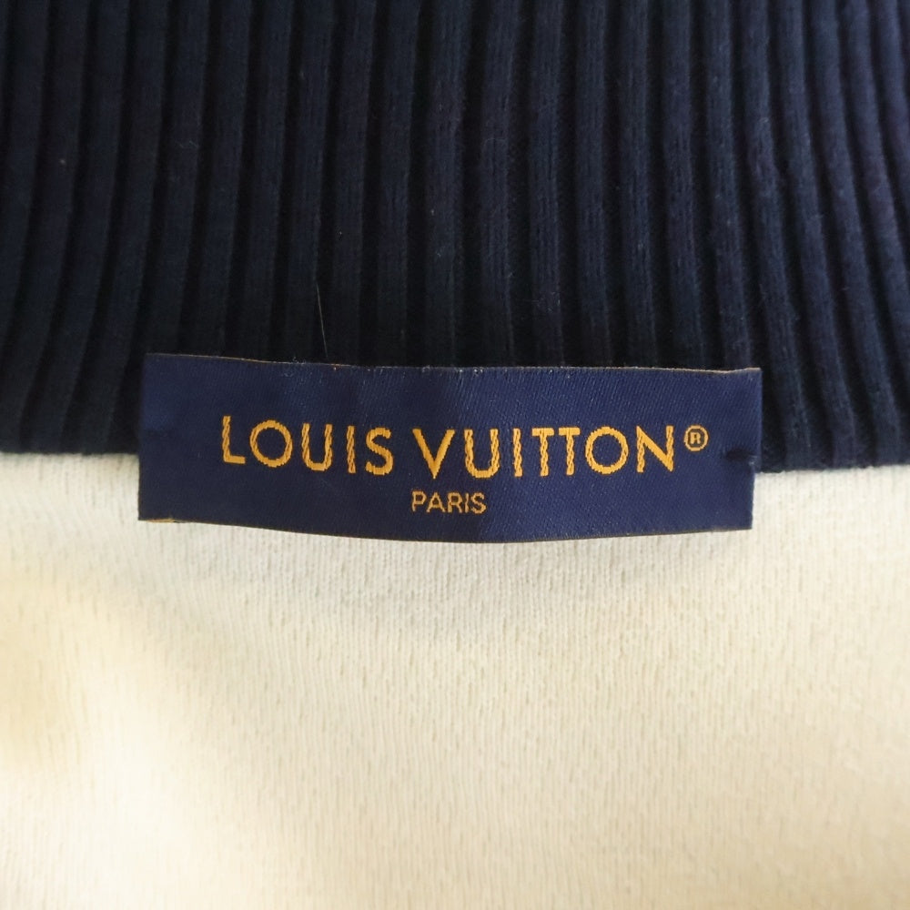 LOUIS VUITTON(ルイヴィトン) 24AW ロゴ刺繍 コットンニット ジップアップ ジャケット ブルゾン ホワイト/ネイビー RM242MM Z34 HRN12W