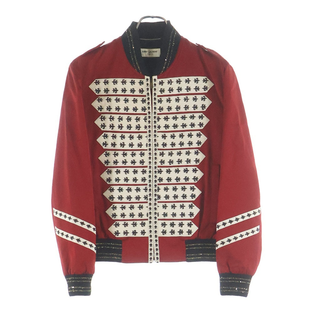 SAINT LAURENT PARIS(サンローランパリ) 20SS ビジューデザイン ナポレオン テディジャケット ブルゾン レッド 598813 Y287S