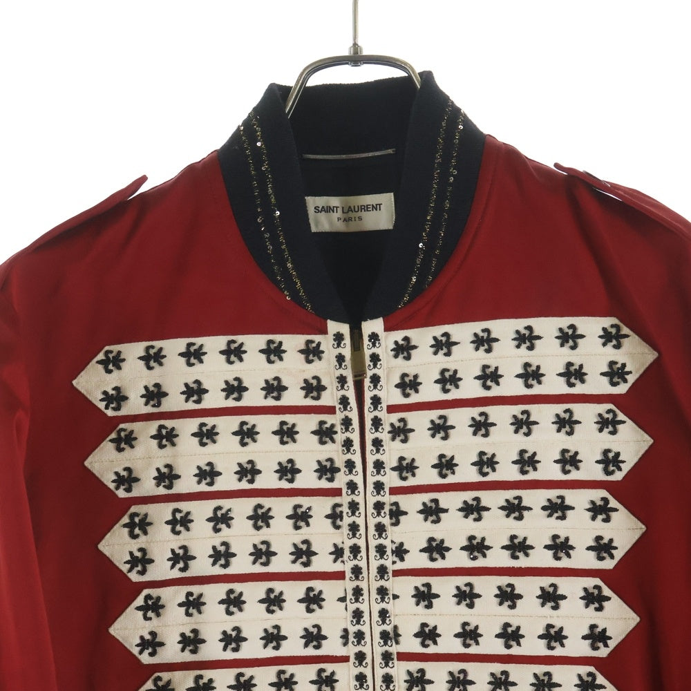 SAINT LAURENT PARIS(サンローランパリ) 20SS ビジューデザイン ナポレオン テディジャケット ブルゾン レッド 598813 Y287S