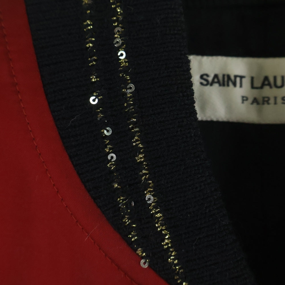 SAINT LAURENT PARIS(サンローランパリ) 20SS ビジューデザイン ナポレオン テディジャケット ブルゾン レッド 598813 Y287S