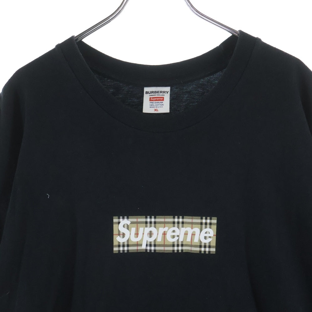 SUPREME(シュプリーム) 22SS ×BURBERRY Box Logo Tee バーバリー ボックスロゴ クルーネック半袖Tシャツカットソー ブラック