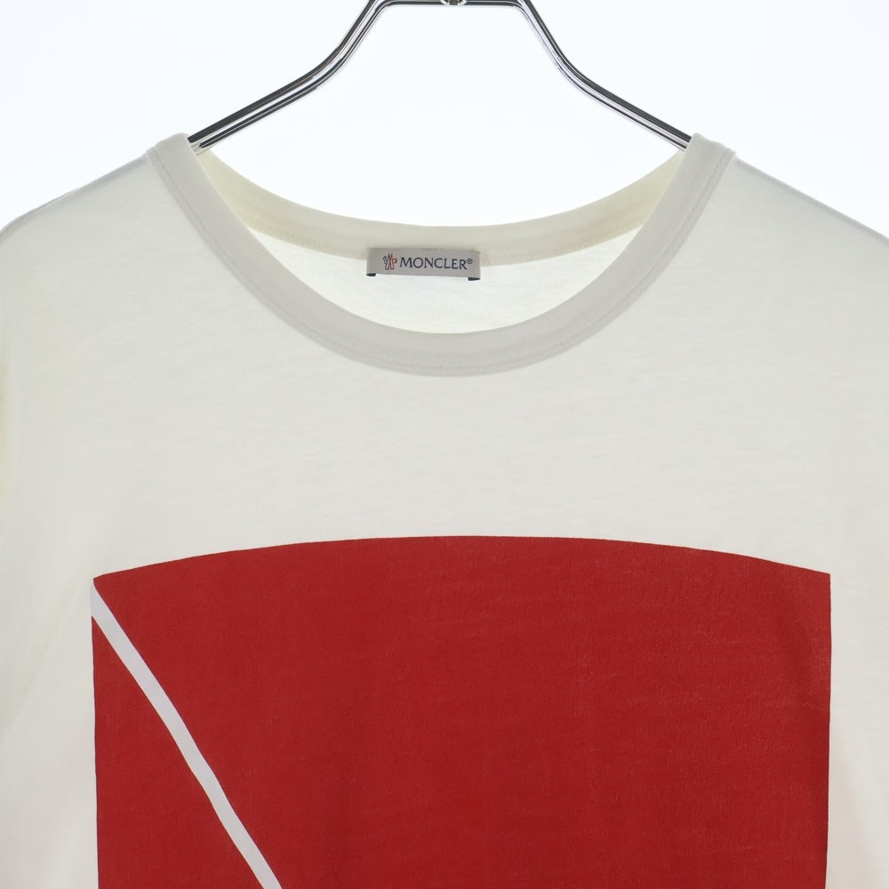 MONCLER(モンクレール) 20SS フロントプリント クルーネック半袖Tシャツカットソー ホワイト/レッド F10918C70510 8390T