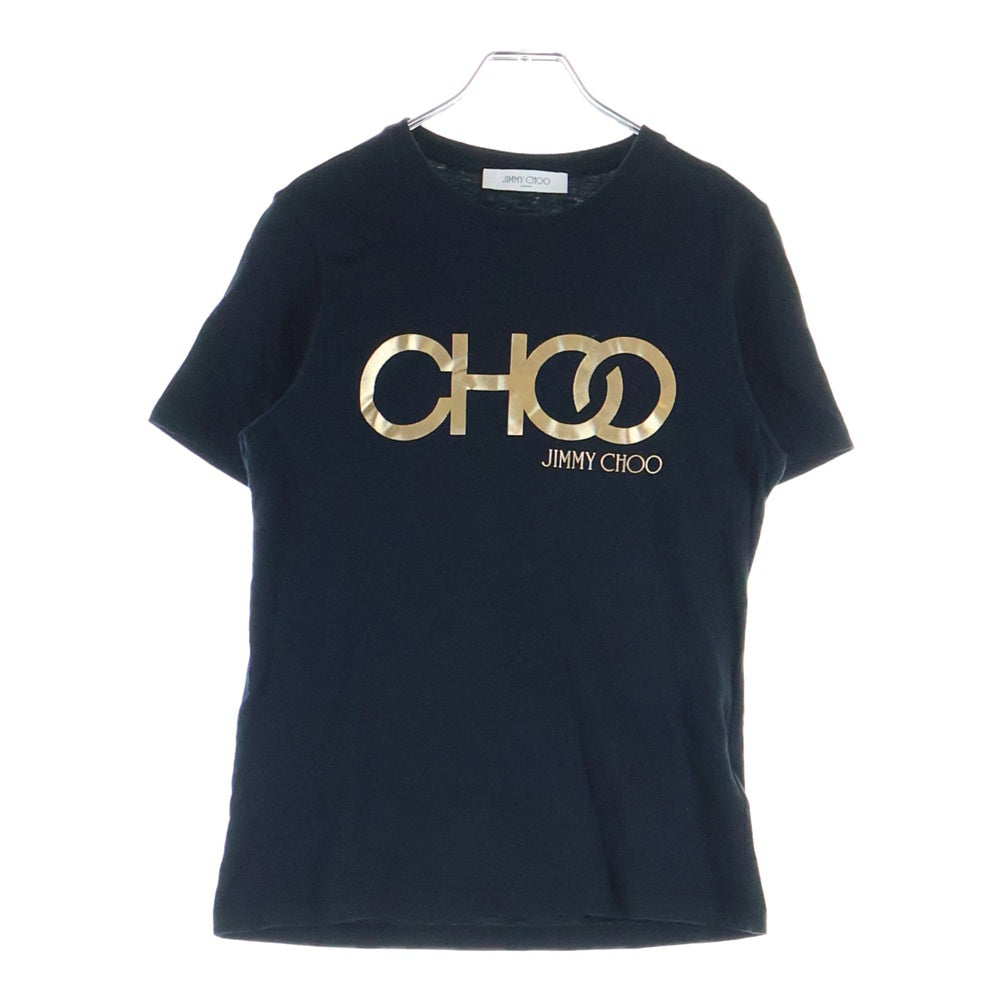 JIMMY CHOO(ジミーチュウ) フロントロゴプリント クルーネック半袖Tシャツカットソー ブラック レディース J000131625