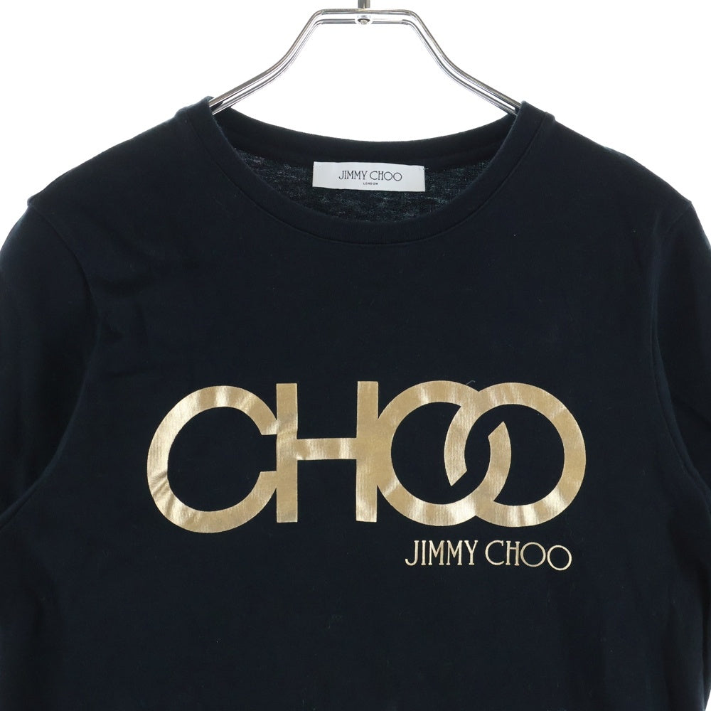 JIMMY CHOO(ジミーチュウ) フロントロゴプリント クルーネック半袖Tシャツカットソー ブラック レディース J000131625