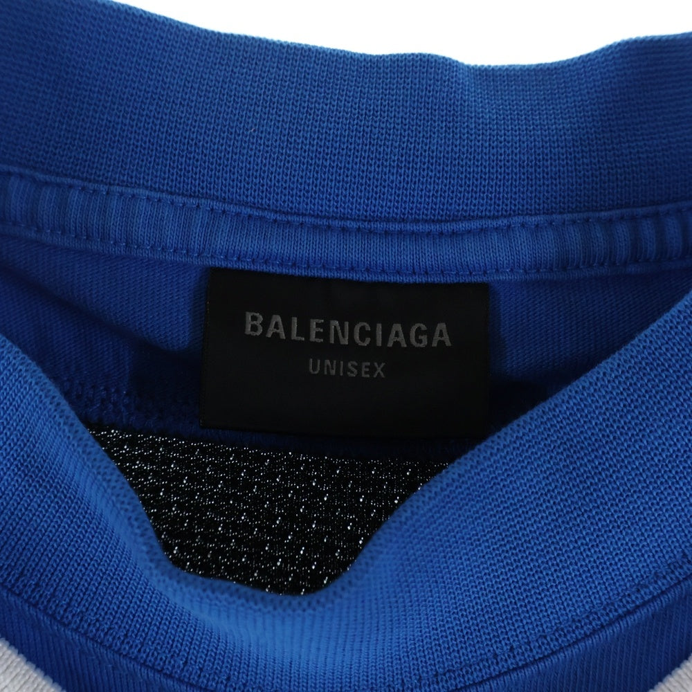 BALENCIAGA(バレンシアガ) Basketball Series レイヤード クルーネック長袖Tシャツカットソー ロングスリーブ ロンT ブルー/ブラック/ホワイト 822176 TRVX8