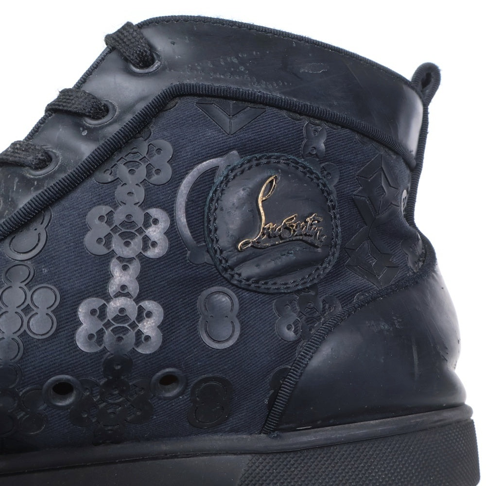 CHRISTIAN LOUBOUTIN(クリスチャンルブタン) 総柄 ラバーエンブレム ハイカットスニーカー ブラック