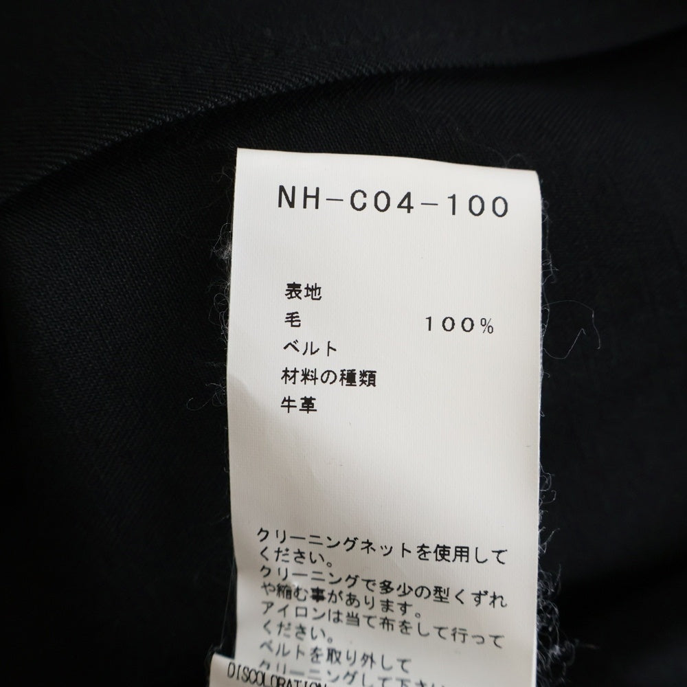 Yohji Yamamoto + NOIR(ヨウジヤマモトプリュスノアール) スリット ウール ロングコート ブラック NH-C04-100