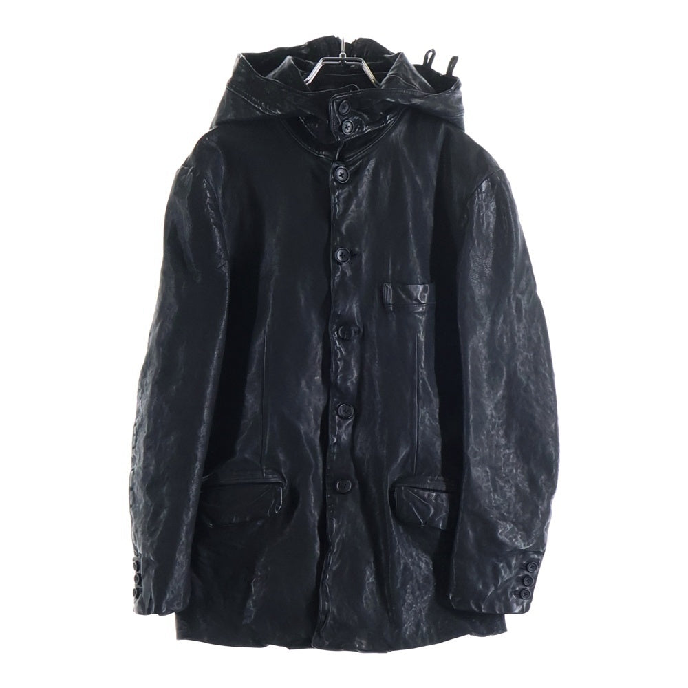 Yohji Yamamoto POUR HOMME(ヨウジヤマモト プールオム) 21AW ×BACKLASH バックラッシュ カウレザー フード取り外し可能 レザージャケット ブラック HX-J36-700