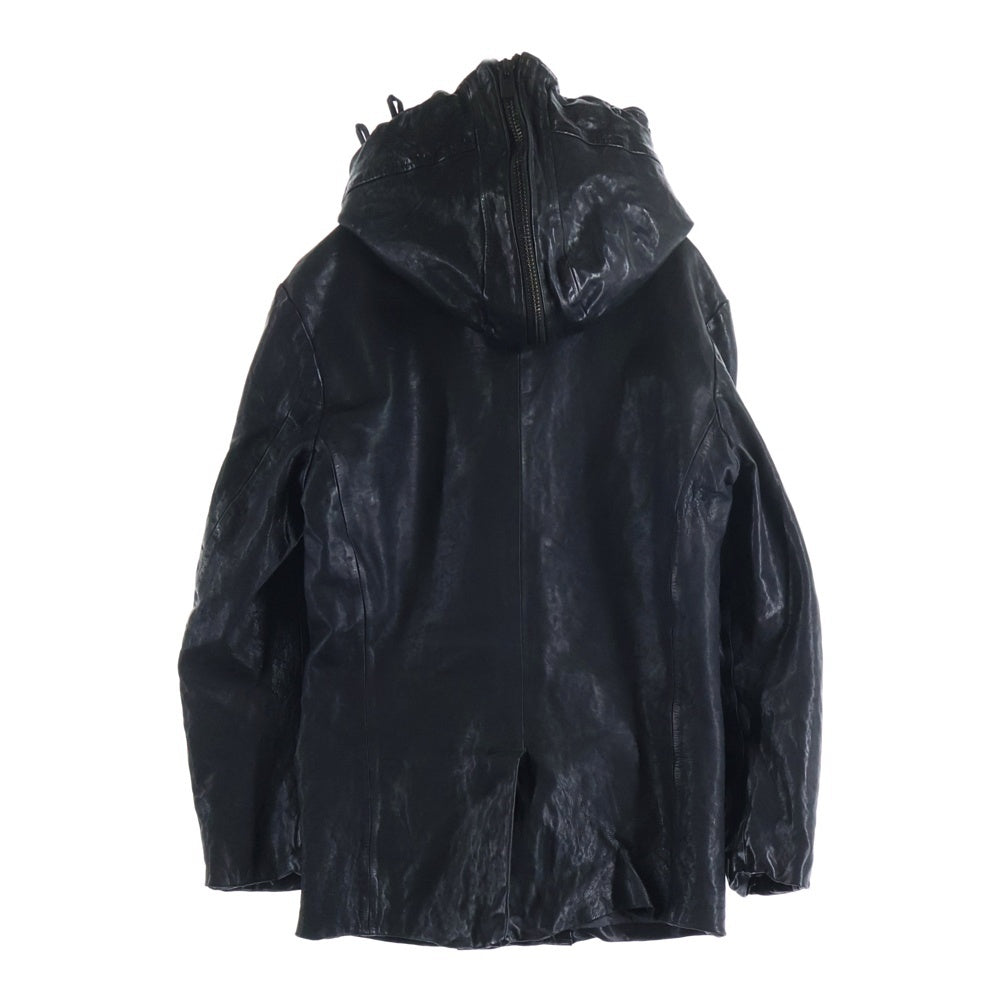 Yohji Yamamoto POUR HOMME(ヨウジヤマモト プールオム) 21AW ×BACKLASH バックラッシュ カウレザー フード取り外し可能 レザージャケット ブラック HX-J36-700