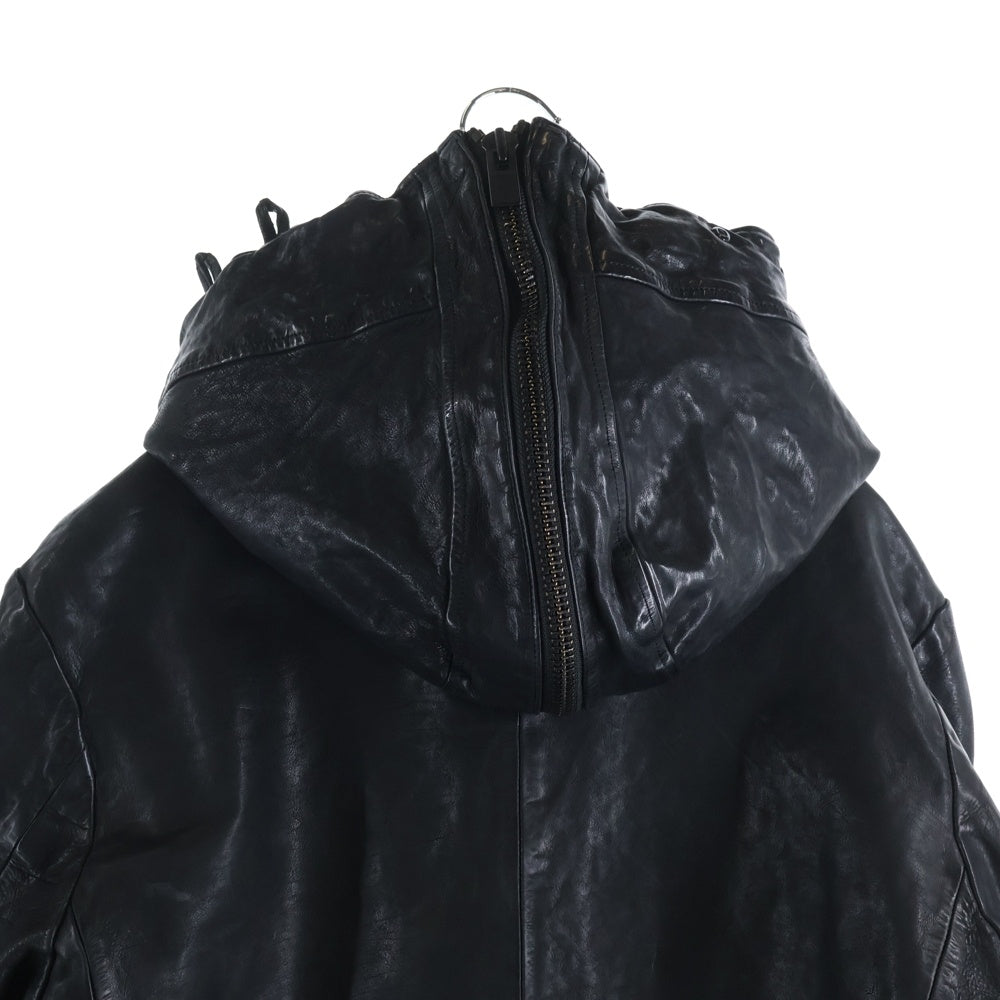 Yohji Yamamoto POUR HOMME(ヨウジヤマモト プールオム) 21AW ×BACKLASH バックラッシュ カウレザー フード取り外し可能 レザージャケット ブラック HX-J36-700