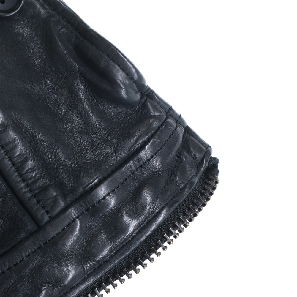 Yohji Yamamoto POUR HOMME(ヨウジヤマモト プールオム) 21AW ×BACKLASH バックラッシュ カウレザー フード取り外し可能 レザージャケット ブラック HX-J36-700