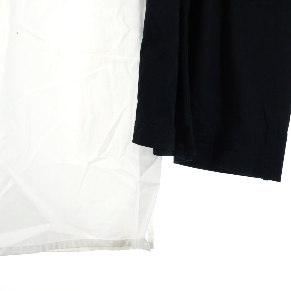 Yohji Yamamoto(ヨウジヤマモト) スペアカラー 切り替え ロングブラウス 長袖シャツ ホワイト/ブラック NH-B18-823