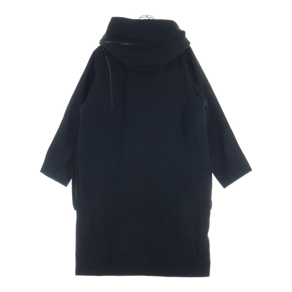 B Yohji Yamamoto(ビー ヨウジヤマモト) 8AW Wool Viyella Double Fastener Coat ダブルファスナー メルトン フーデッド コート ブラック NV-C52-105