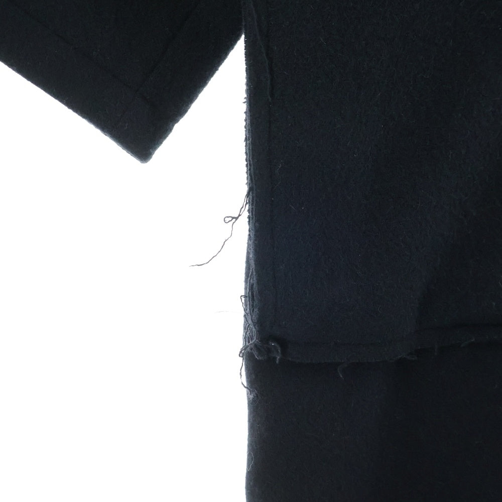 B Yohji Yamamoto(ビー ヨウジヤマモト) 8AW Wool Viyella Double Fastener Coat ダブルファスナー メルトン フーデッド コート ブラック NV-C52-105
