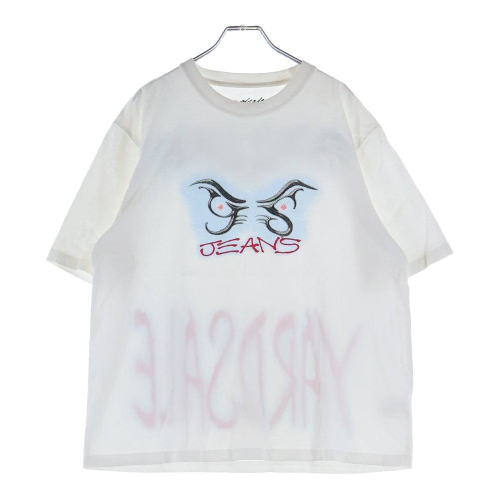 NO BRAND(ノーブランド) YADSALE(ヤードセール)Grudge Tee フロントプリント クルーネック半袖Tシャツカットソー ホワイト