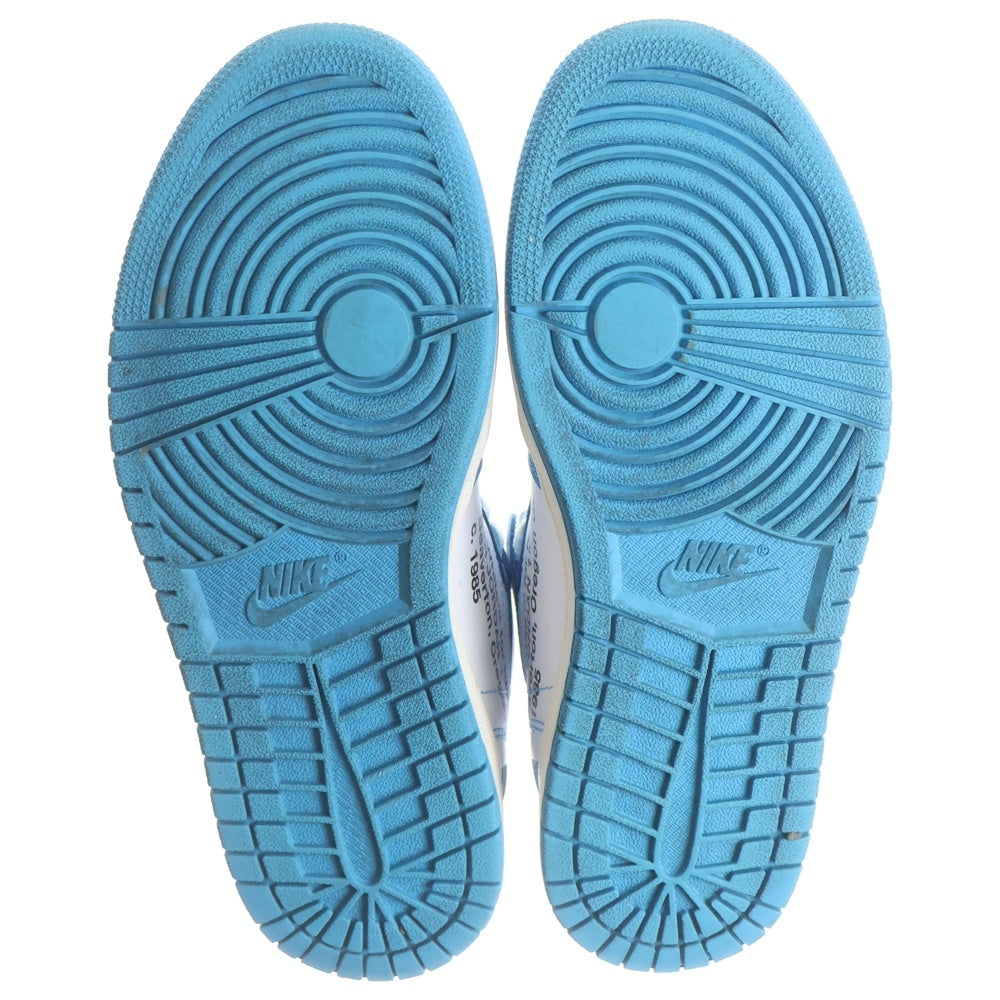 NIKE(ナイキ) × OFF-WHITE AIR JORDAN 1 POWDER BLUE UNC AQ0818-148 オフホワイト エアジョーダン1パウダーブルーハイカットスニーカー ホワイト/ブルー US6.5 /24.5cm レディース